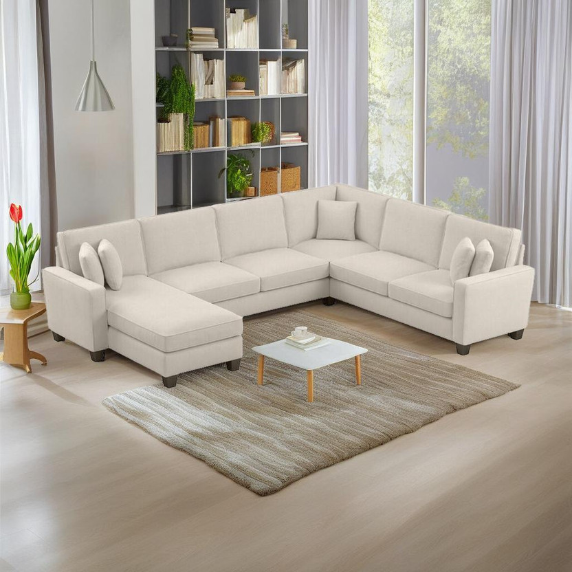 Torque Torque Moscow 7 Seater U Shape Fabric Sofa For Living Room - (LHS, Beige) Fabric 7 Seater  Sofa(Finish Color - Beige, DIY(Do-It-Yourself)) - Flipkart Deal
