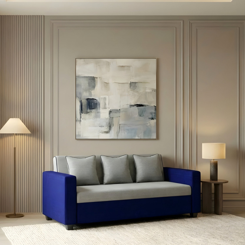 Bharat Lifestyle Tulip Fabric 3 Seater  Sofa(Finish Color - Grey & Blue, DIY(Do-It-Yourself))