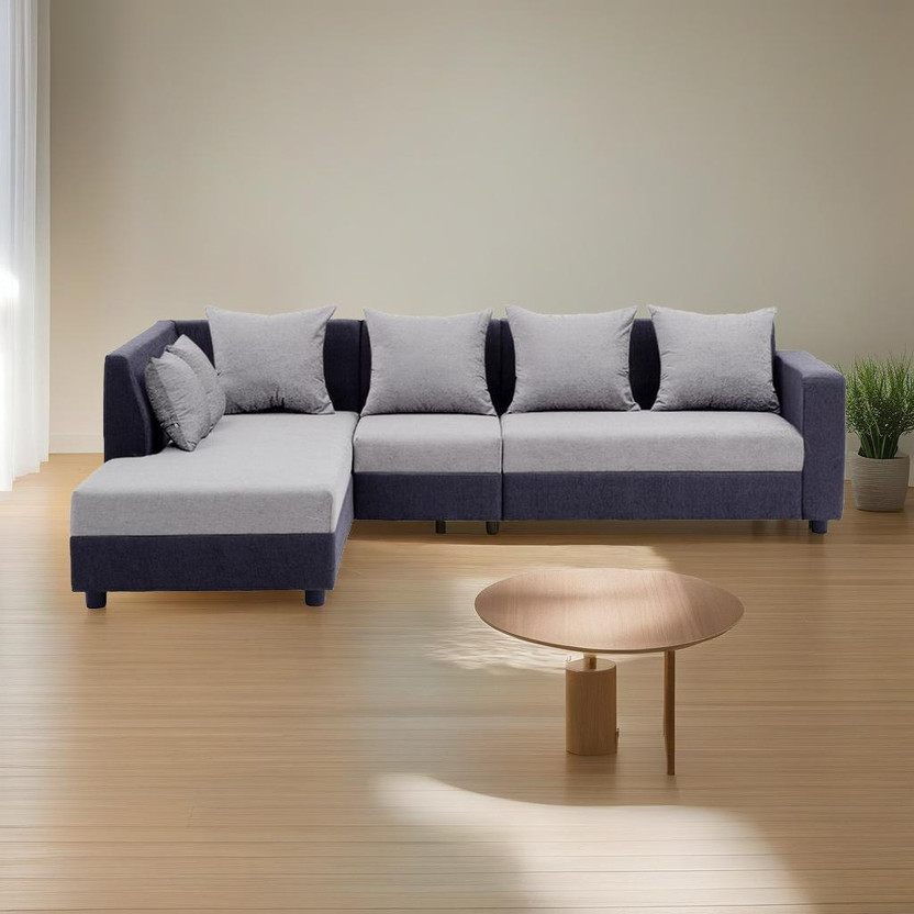 Wakefit Skiver Fabric 6 Seater  Sofa(Finish Color - Anchor Grey and Cloud Grey, Pre-assembled)