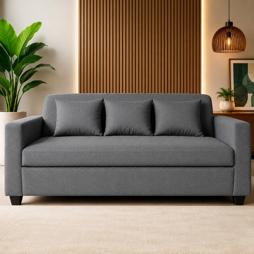Kendalwood Kendalwood Furniture Kendalwood 3 Seater Living Room Sofa Fabric 3 Seater  Sofa(Finish Color - Dark Grey, Pre-assembled) - Flipkart Deal