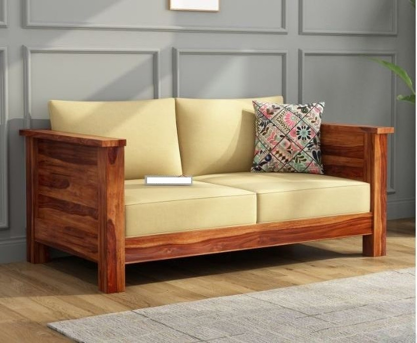 House Of Kuber Solid Sheesham Wood Wooden 2 Seater Sofa Set for Living Room, Office and Lounge Fabric 2 Seater  Sofa(Finish Color - Brown Finish, DIY(Do-It-Yourself))