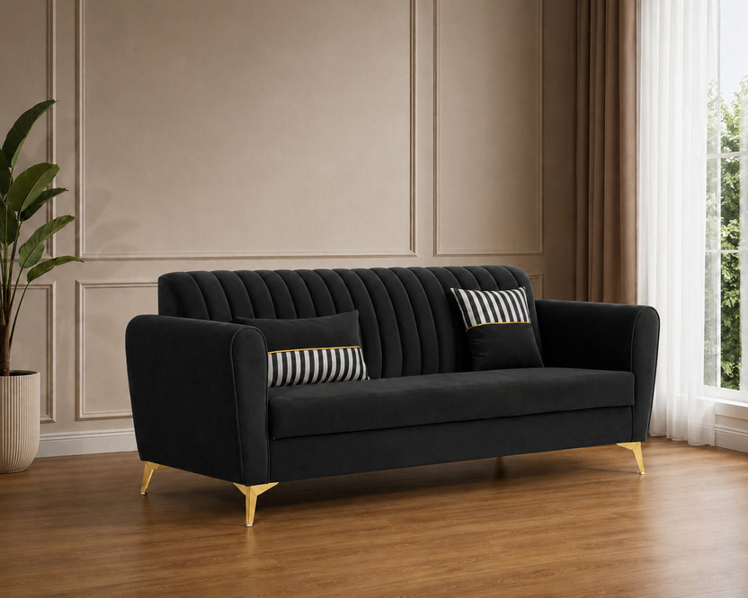 Premium Premium Global Supply PGS Luxury Series Fabric 3 Seater  Sofa(Finish Color - Black, Pre-assembled) - Flipkart Deal