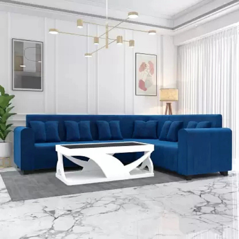 lifestyle furniture Royal blue Fabric 6 Seater  Sofa(Finish Color - BLUE, DIY(Do-It-Yourself))