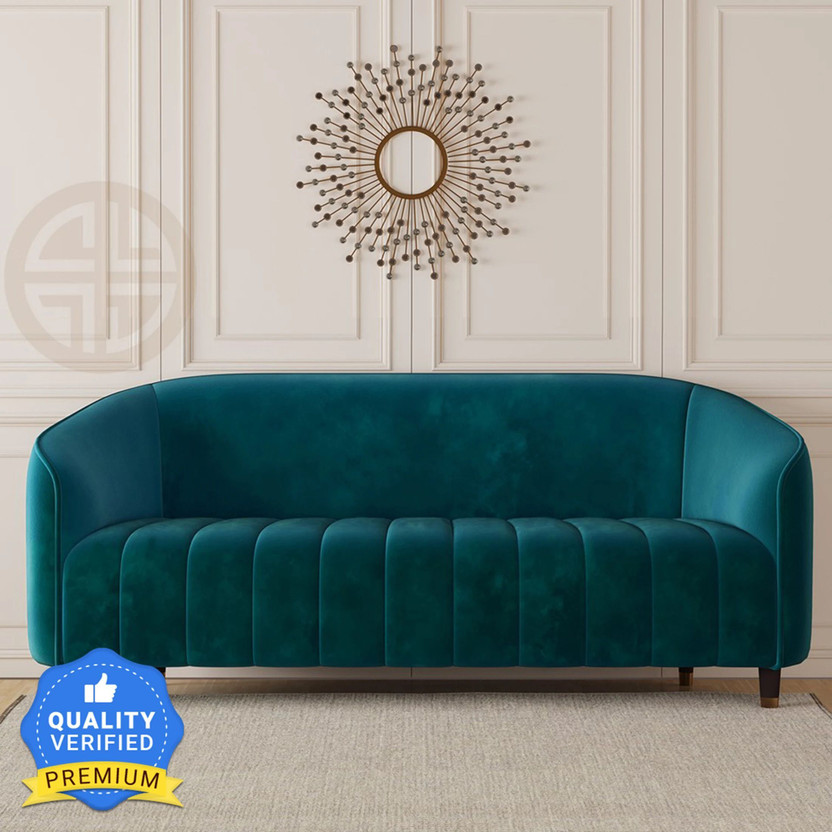 CARLTON LONDON Olivia Fabric 3 Seater  Sofa(Finish Color - Dark Teal, DIY(Do-It-Yourself))
