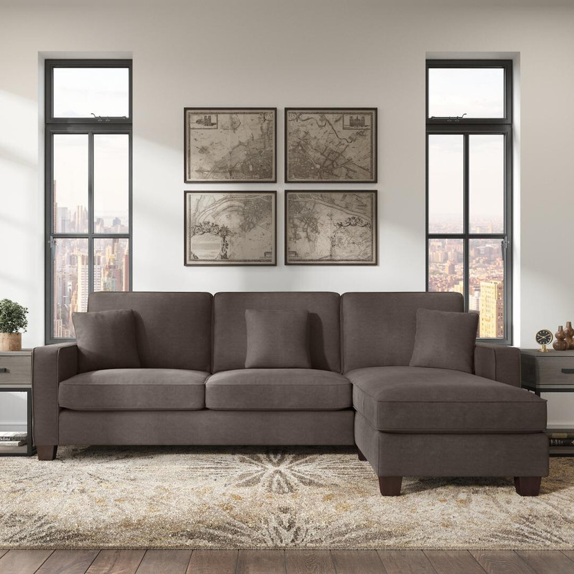 Torque Moscow 4 Seater Mini L Shape Fabric Sofa For Living Room - (Right Side,Brown) Fabric 4 Seater  Sofa(Finish Color - Brown, DIY(Do-It-Yourself))