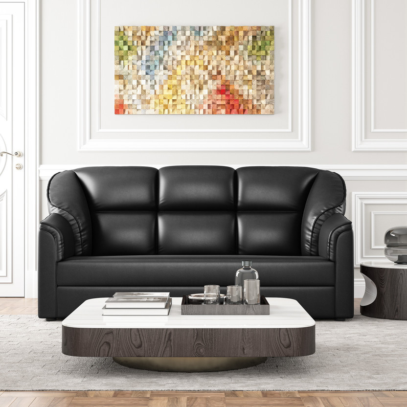 WESTIDO Mac Leatherette 3 Seater  Sofa(Finish Color - Black, DIY(Do-It-Yourself))