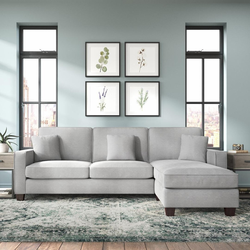Torque Moscow 4 Seater Mini L Shape Fabric Sofa For Living Room - (Right Side,Grey) Fabric 4 Seater  Sofa(Finish Color - Grey, DIY(Do-It-Yourself))