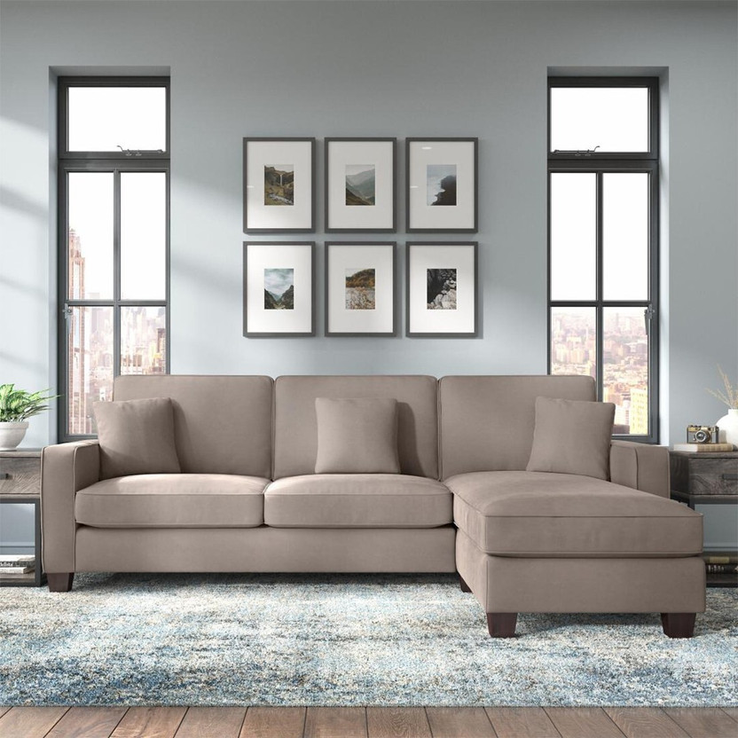 Torque Moscow 4 Seater Mini L Shape Fabric Sofa For Living Room - (RHS, Beige Brown) Fabric 4 Seater  Sofa(Finish Color - Beige Brown, DIY(Do-It-Yourself))
