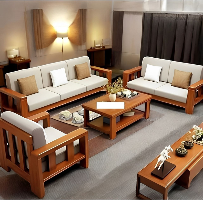 Flipkart Perfect Homes Solid Sheesham Wood Six Seater Sofa Set For Living Room, Hotel Office. Fabric 3 + 2 + 1 Sofa Set(Walnut Finish, DIY(Do-It-Yourself))