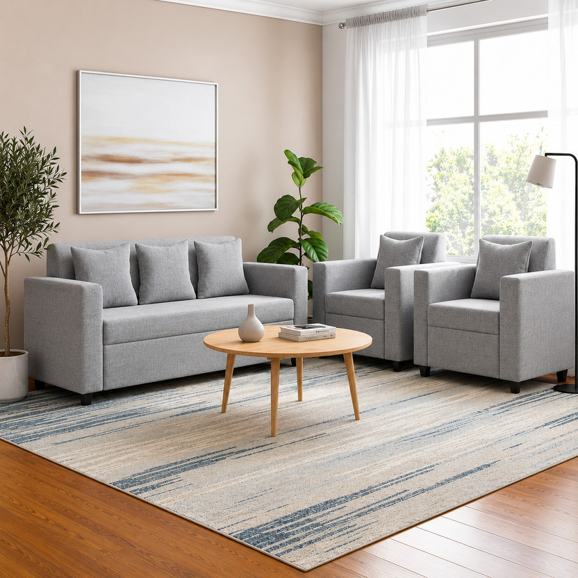Kendalwood Furniture fabric for living room Fabric 3 + 1 + 1 Sofa Set(Light Grey, Pre-assembled)
