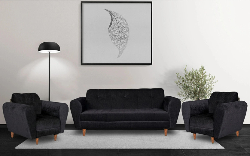 Seventh Heaven Milan, Chenille Molfino Fabric Fabric 3 + 1 + 1 Sofa Set(Black, DIY(Do-It-Yourself))