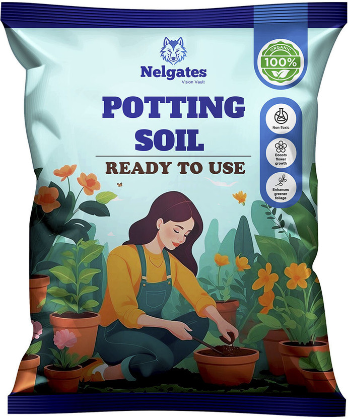Nelgates Potting soil with fertilizer, perfect for vegetables, flowers, and fruits 10kg Soil(10000 g, Powder)