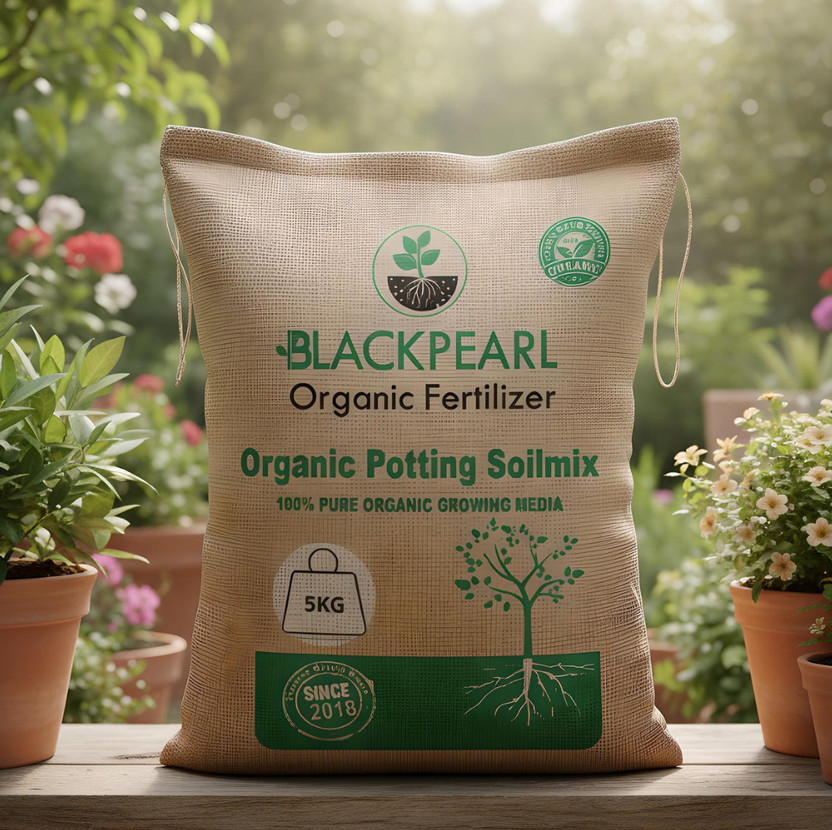 Blackpearl Organic Potting Soil Mix for Balcony, Terrace & Container Gardening |_(F44) Potting Mixture(10 kg, Powder)