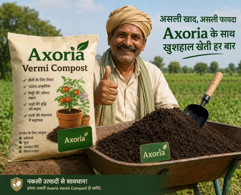 Axoria Organic vermicompostt plants garden farming Manure, Potting Mixture, Soil, Fertilizer(25 kg, Powder)