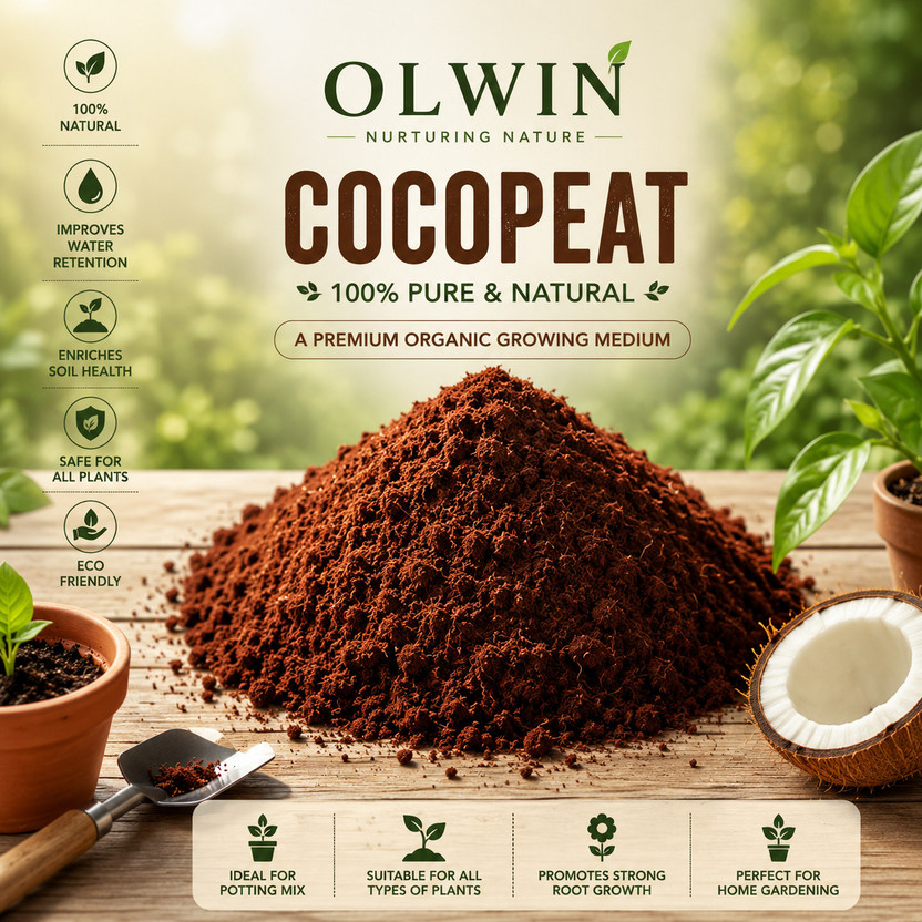 Olwin GardenPro Cocopeat 5KG Fertilizer, Husk, Manure, Pesticide, Potting Mixture, Soil(5 kg, Powder)