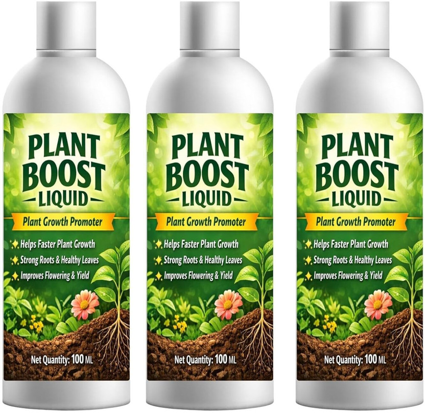 GROSSAMER Plant Booster Liquid Biofertilizer Organic Fertilizer Growth(Pack 03) Fertilizer, Potting Mixture, Soil, Manure(300 g, Liquid)