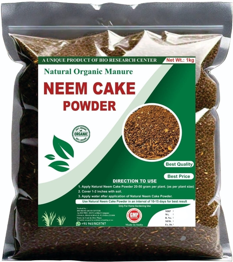 Bio Research Center Natural Neem Cake Powder 1kg, For Home Gardening Use Manure, Potting Mixture(1000 g, Granules)