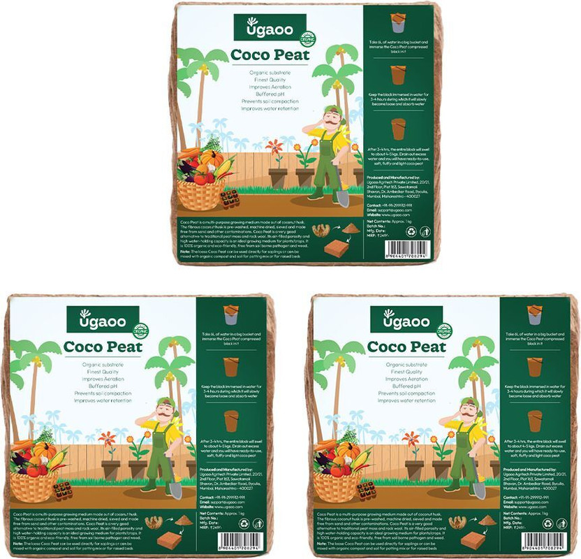 UGAOO UGAOO Cocopeat Block for Garden Plants 3 kg Potting Mixture(3 kg, Cake) - Flipkart Deal