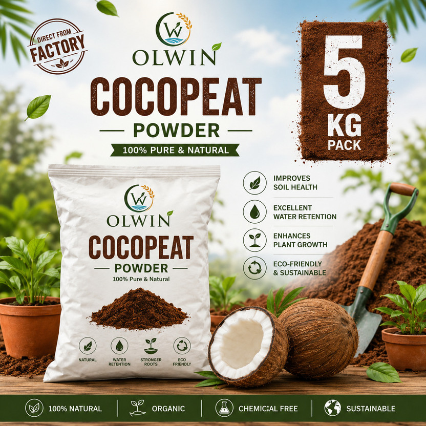 Olwin Cocopeat Powder 5KG Premium Fertilizer, Husk, Manure, Pesticide, Potting Mixture, Soil(5 kg, Powder)