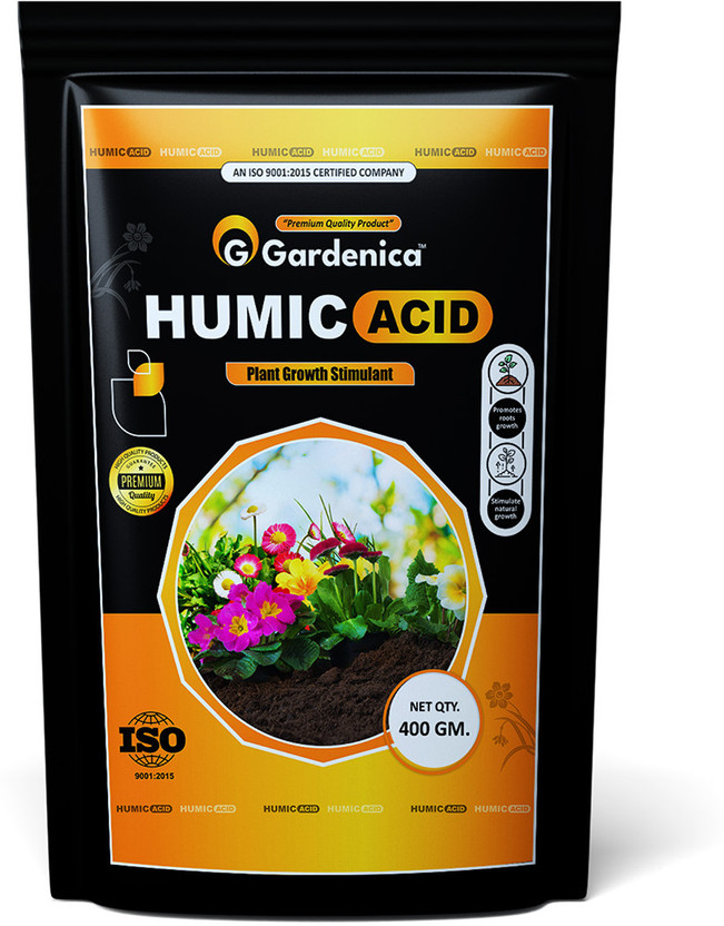Gardenica Humic Acid Fertilizer For Plant Growth Enhancer and improves Plant Root System Fertilizer, Manure, Pesticide, Soil(0.4 kg, Powder)