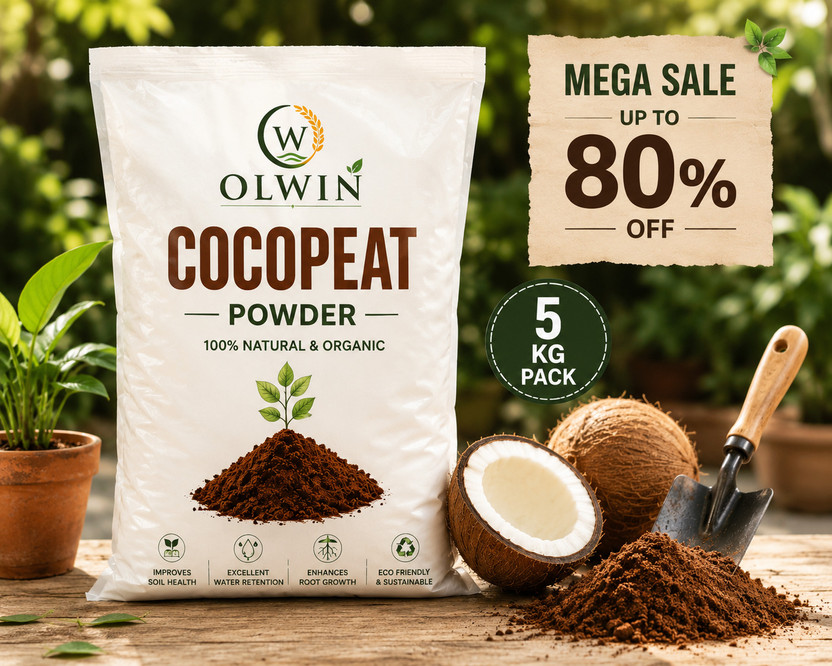 Olwin Organic Cocopeat Powder 5KG Fertilizer, Husk, Manure, Pesticide, Potting Mixture, Soil(5 kg, Powder)