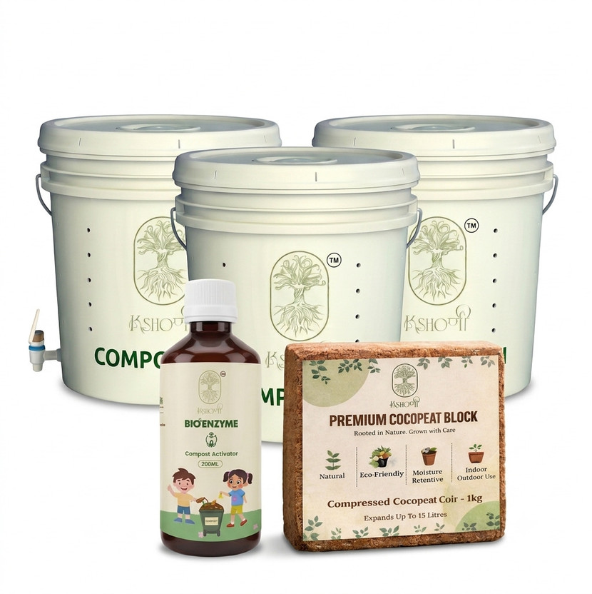 KSHONI KSHONI Home Composting Bundle 3 Bin Potting Mixture(6 kg, Cake) - Flipkart Deal