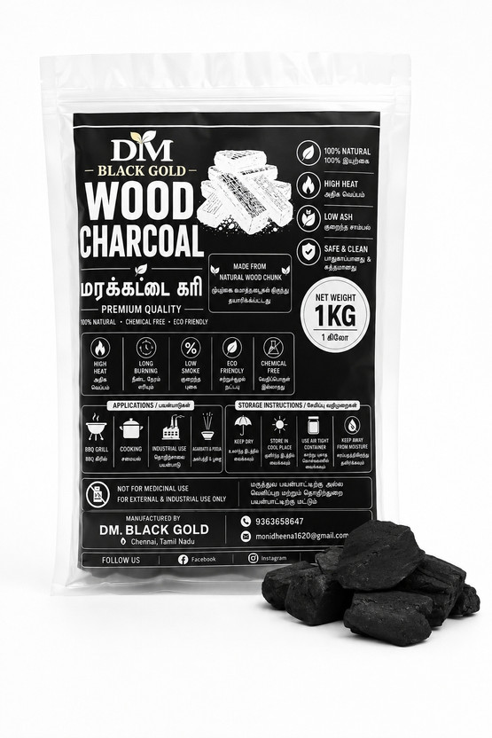 DM BLACK GOLD wood charcoal 1kg Fertilizer, Husk, Manure, Pesticide, Potting Mixture, Soil(1 kg, Granules)
