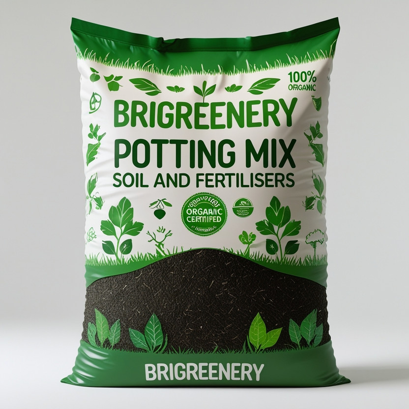 BriGreenery Organic Potting Soil Blend 50kg – For Terrace, Balcony & Lawn Gardening Potting Mixture(50 kg, Powder)