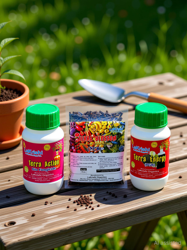 LaKrishi NEEM CAKE/PELLETS + HUMIC OIL + BIO FERTILIZER (500 GRAMS + 2 * 100 ML) Fertilizer(0.8 kg, Liquid)