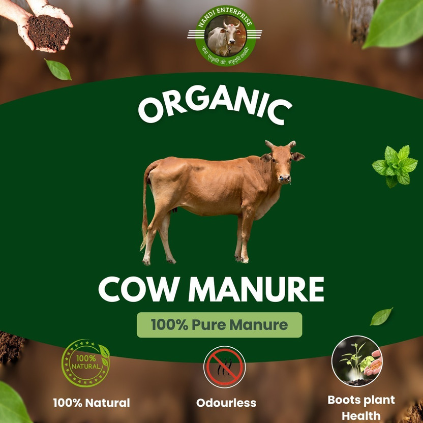 nandi enterprises Nandi Cow dung Manure for Plants & Home Gardening, Soil, Fertilizer(10000 g, Powder)