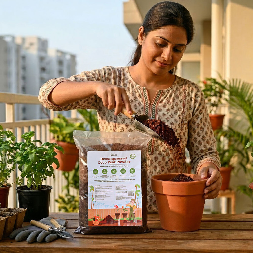 UGAOO Ready-to-Use Decompressed Cocopeat Powder for Plants, 5 kg Potting Mixture(5 kg, Powder)