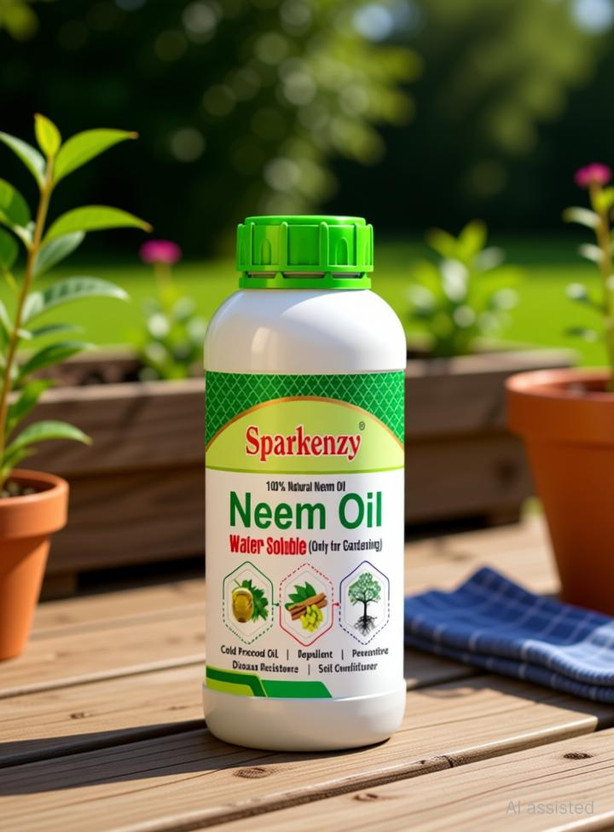 SparKenzy Neem Oil for Plants 250ml for organic gardening Manure, Fertilizer, Potting Mixture(0.25 L, Liquid)