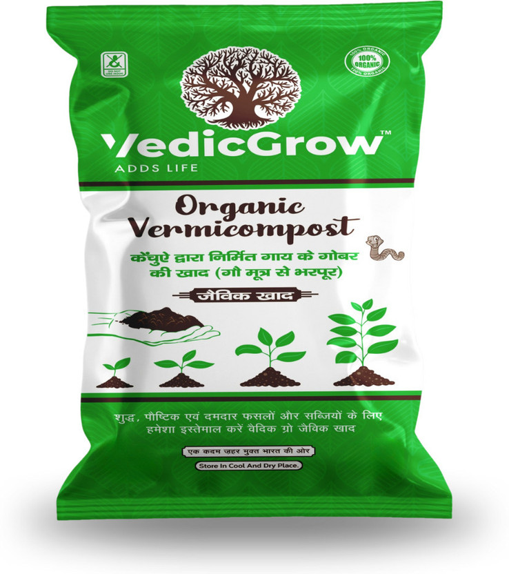 VedicGrow Adds Life Organic Vermicompost (Jeevic Khaad) - Enriched with Gaay Gobar & Mutra Manure(2 kg, Powder)