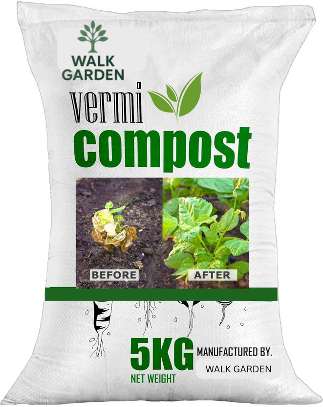 WALK GARDEN Vermi Plant – Premium Organic Vermicompost Fertilizer Manure(5 kg, Powder)