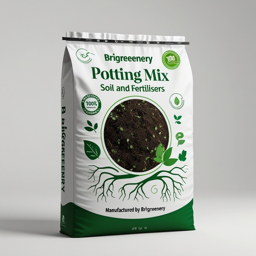 BriGreenery Potting Soil Mix Fertilizer 50kg | Natural Growing Medium for Home Gardens Potting Mixture(50 kg, Powder)