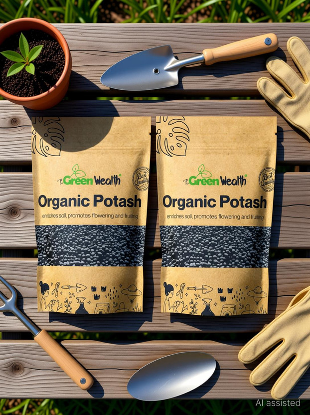 TheGreenWealth Organic Potash Granules Organic Fertilizer for Plants (Bio Potash) Fertilizer(1 kg, Granules)