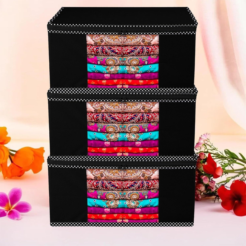 KUBER INDUSTRIES Shelf Organizers(Black, Cotton)
