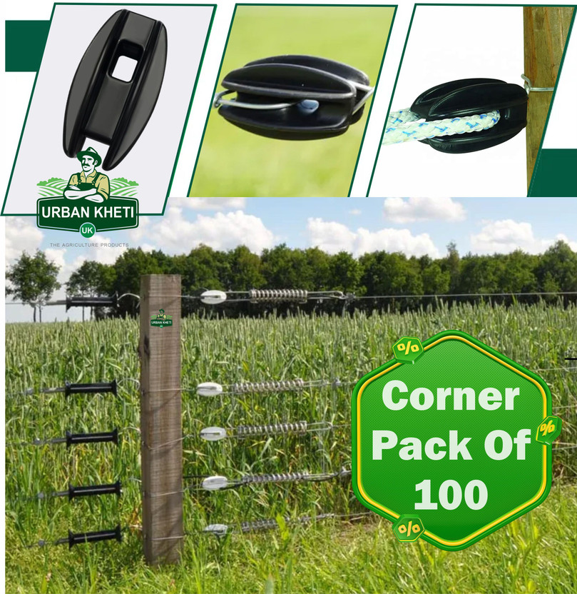 UrbanKheti Corner Insulator For Zatka Electric Fencing (Pack-100)”Extra Long-Lasting” Plastic Fence Post(4 cm)