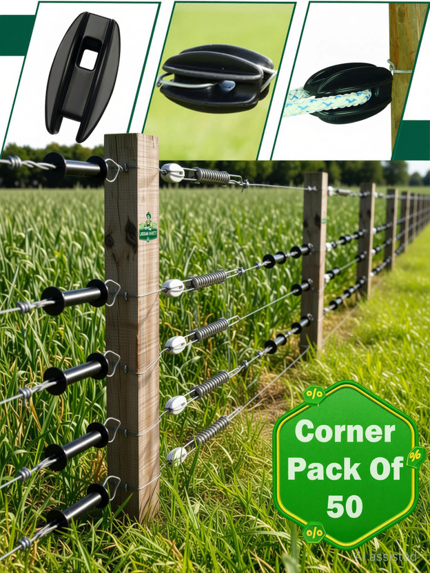 UrbanKheti Corner Insulator For Zatka Electric Fencing (Pack-50)”Extra Long-Lasting” Plastic Fence Post(4 cm)