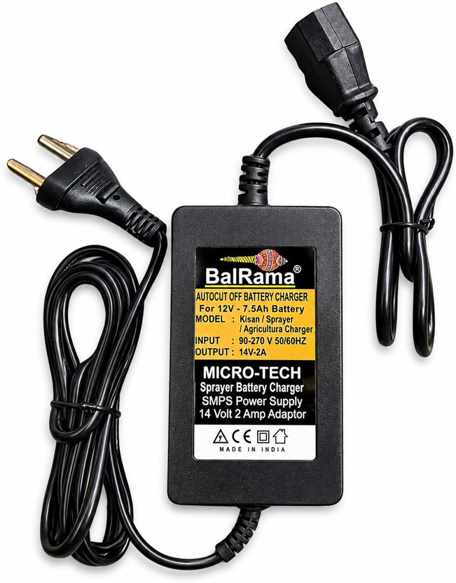 BALRAMA 12V 1.7A Agriculture Sprayer Pump Charger Battery Operated Spray Machine Charger 20 Watts Computer PSU with 2 SATA Cables(Black)