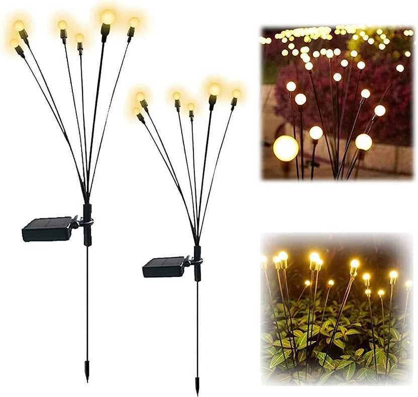 HVG TRADERS Solar Firefly Lights, Solar Outdoor Lights Garden Lights Outdoor Waterproof Solar Light Set(Free Standing Pack of 2)