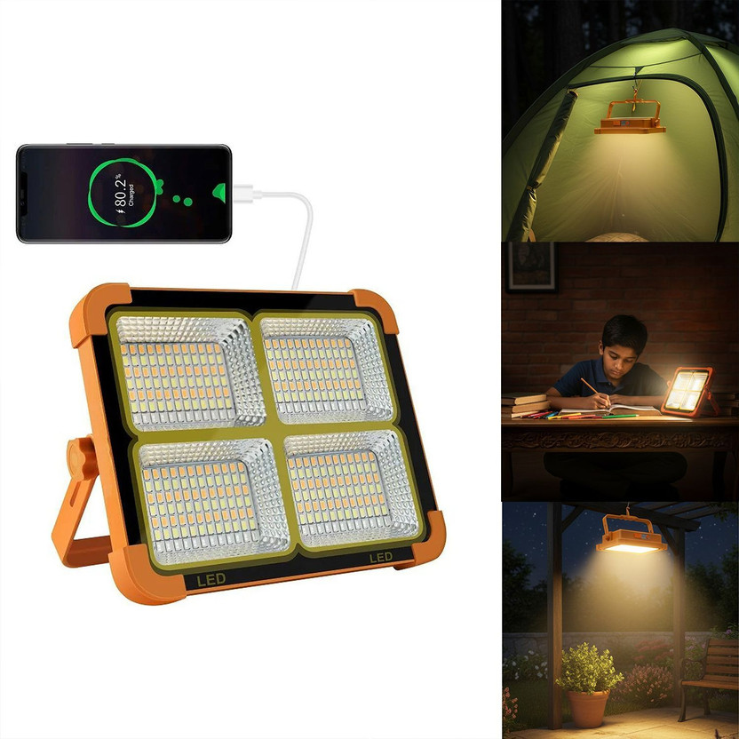 Homehop Solar LED Emergency Light 100W Outdoor Lamp Lantern for Home & Outdoor Use Flood Light Outdoor Lamp(White)