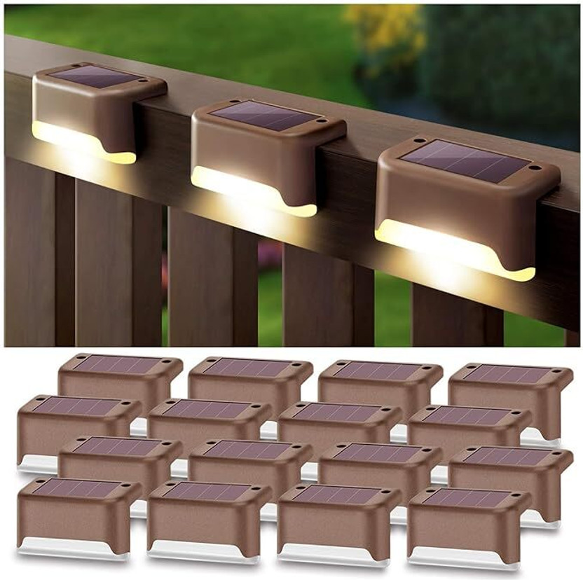 Jeko Fence Post Solar Deck Lights for Pathway,Weatherproof LED Solar Powered Solar Light Set(Wall Mounted Pack of 4)