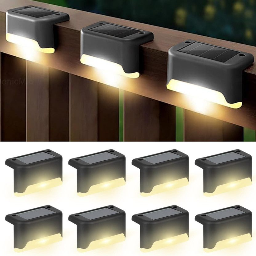 SCANF Solar Lights for Home Outdoor LED Decoration Waterproof Fence Lamp Solar Light Set(Wall Mounted Pack of 8)