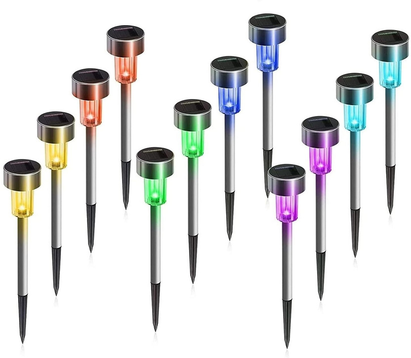 XSOURCE Solar Lights Outdoor Waterproof, Stainless Steel LED Pathway Lights Solar Light Set(Floor Mounted Pack of 5)