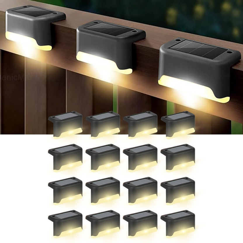 SCANF Solar Lights for Home Outdoor LED Decoration Waterproof Fence Lamp Solar Light Set(Wall Mounted Pack of 16)