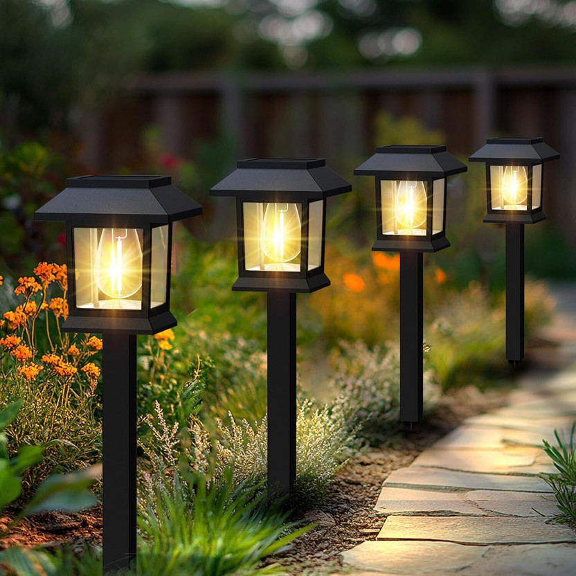 Feiny square warm light solar pathway Solar Light Set(Ceiling Mounted Pack of 1)