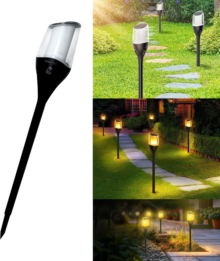 Homehop Solar Garden pathway flickering LED Flame ground outdoor Solar Light Set(Floor Mounted Pack of 1)