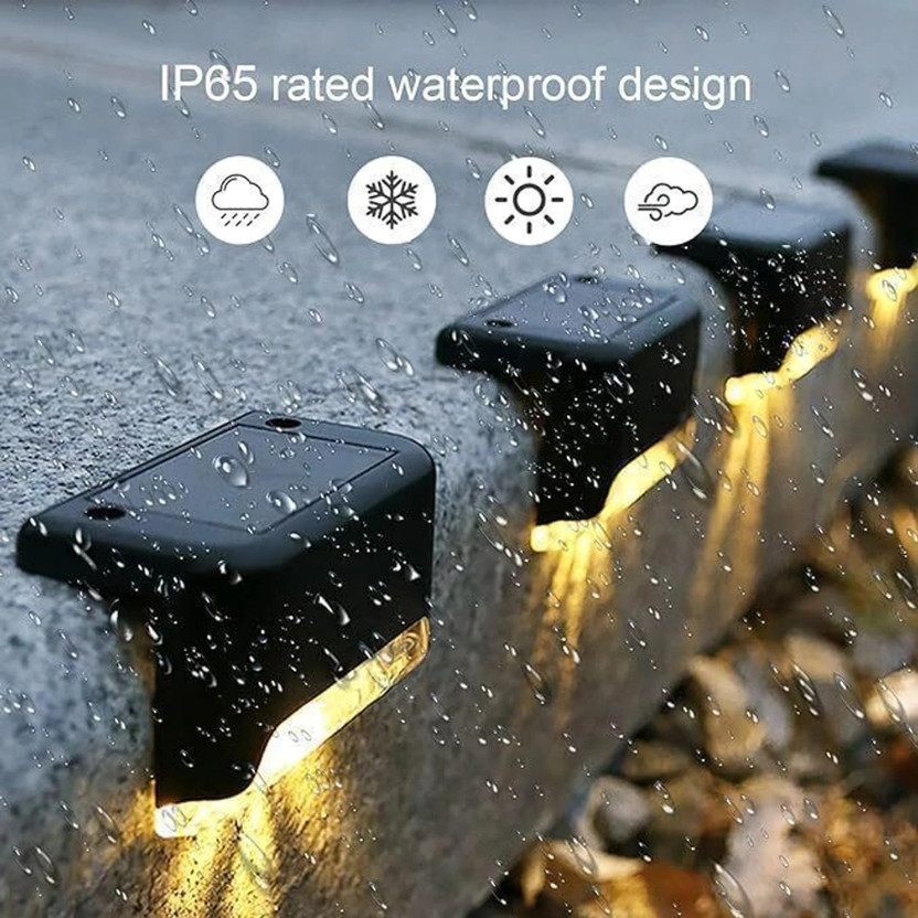 THE CURIOUS HUB Solar Step Waterproof Solar LED Light Garden & Stair Solar Light Set(Floor Mounted Pack of 4)