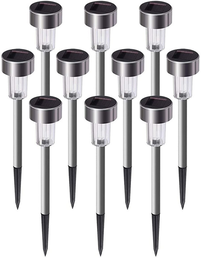 XSOURCE Stainless Steel LED Pathway Outdoor Solar Lights for Garden Lawn Solar Light Set(Floor Mounted Pack of 5)
